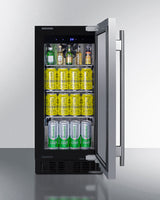 SUMMIT  15" Wide Built-In All-Refrigerator, ADA Compliant - Stainless Steel/Black (ASDS1523)
