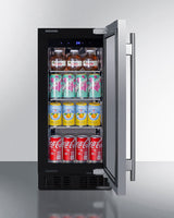 SUMMIT  15" Wide Built-In All-Refrigerator, ADA Compliant - Stainless Steel/Black (ASDS1523)