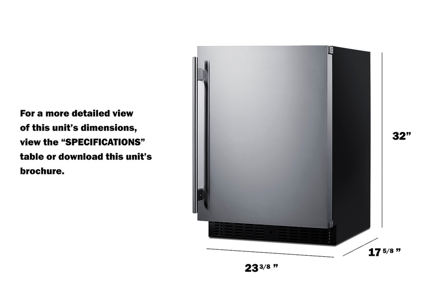 SUMMIT  24" Wide Built-In All-Refrigerator, ADA Compliant - Stainless Steel/Black (ASDS2413)