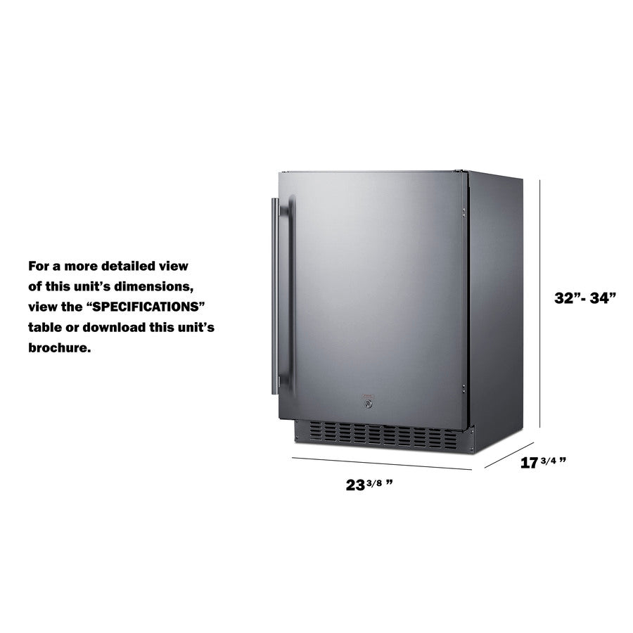 Summit  24" Wide Built-In All-Refrigerator, ADA Compliant - Stainless Steel (ASDS2413CSS)