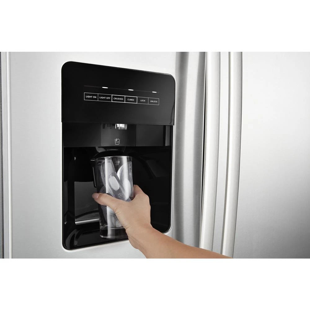AMANA  36-inch Wide Side-by-Side Refrigerator with Dual Pad External Ice and Water Dispenser - 25 Cu. Ft. - Fingerprint-Resistant Stainless Finish (ASI2575GRS)