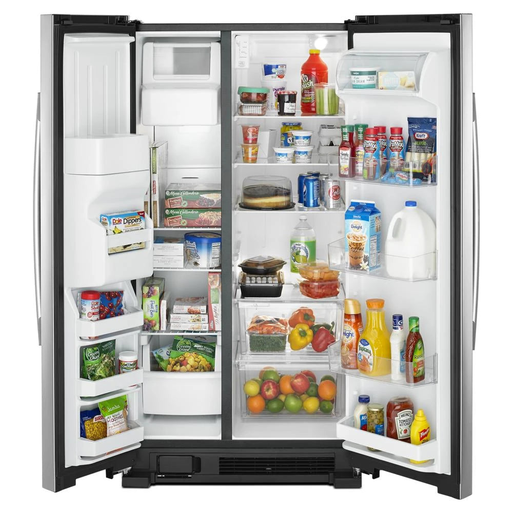 AMANA  36-inch Wide Side-by-Side Refrigerator with Dual Pad External Ice and Water Dispenser - 25 Cu. Ft. - Fingerprint-Resistant Stainless Finish (ASI2575GRS)