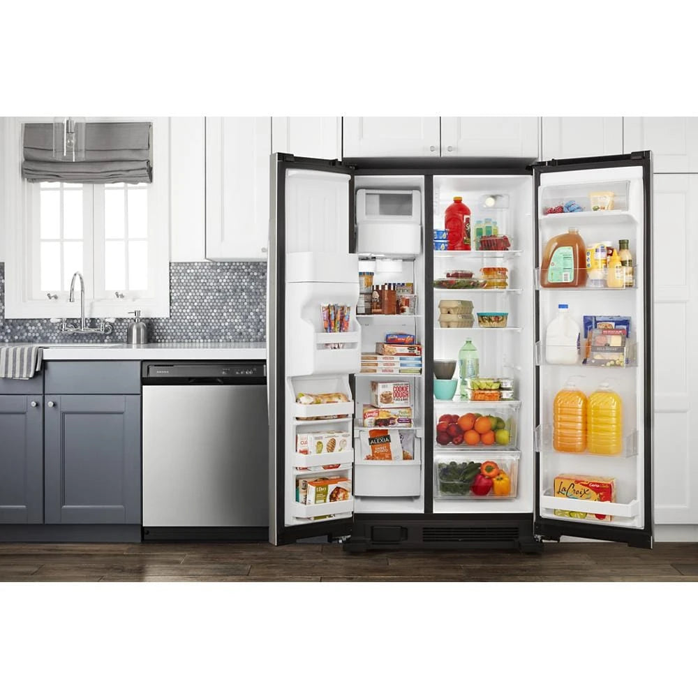 AMANA  36-inch Wide Side-by-Side Refrigerator with Dual Pad External Ice and Water Dispenser - 25 Cu. Ft. - Fingerprint-Resistant Stainless Finish (ASI2575GRS)