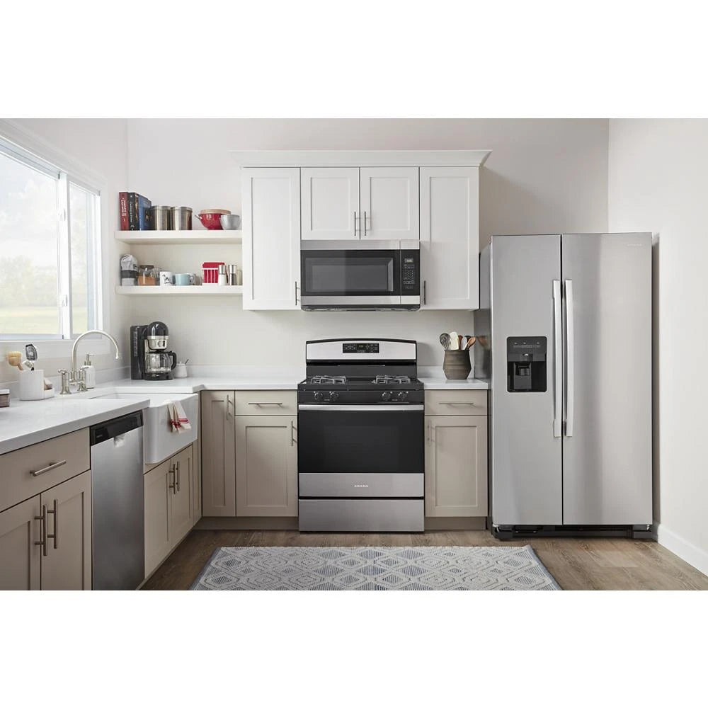AMANA  36-inch Wide Side-by-Side Refrigerator with Dual Pad External Ice and Water Dispenser - 25 Cu. Ft. - Fingerprint-Resistant Stainless Finish (ASI2575GRS)