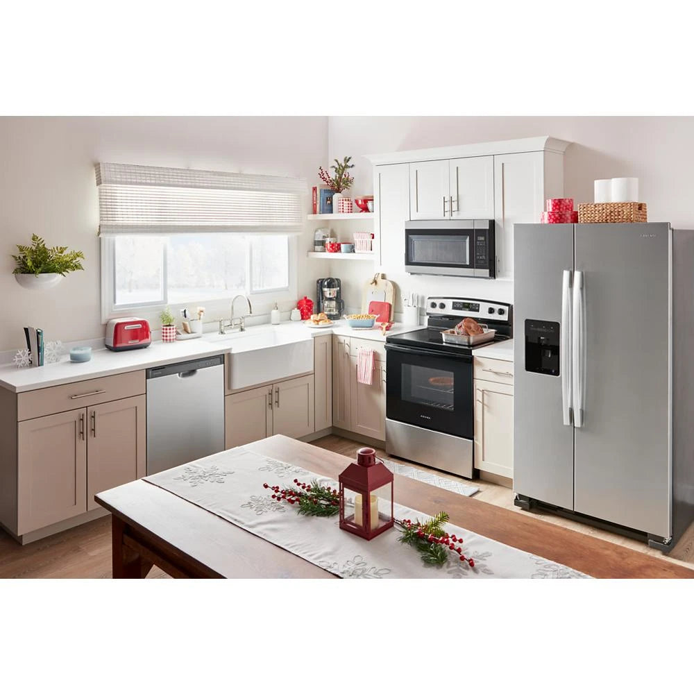 AMANA  36-inch Wide Side-by-Side Refrigerator with Dual Pad External Ice and Water Dispenser - 25 Cu. Ft. - Fingerprint-Resistant Stainless Finish (ASI2575GRS)