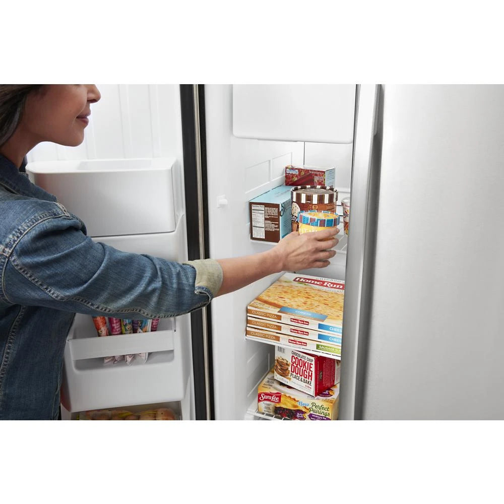 AMANA  36-inch Wide Side-by-Side Refrigerator with Dual Pad External Ice and Water Dispenser - 25 Cu. Ft. - Fingerprint-Resistant Stainless Finish (ASI2575GRS)