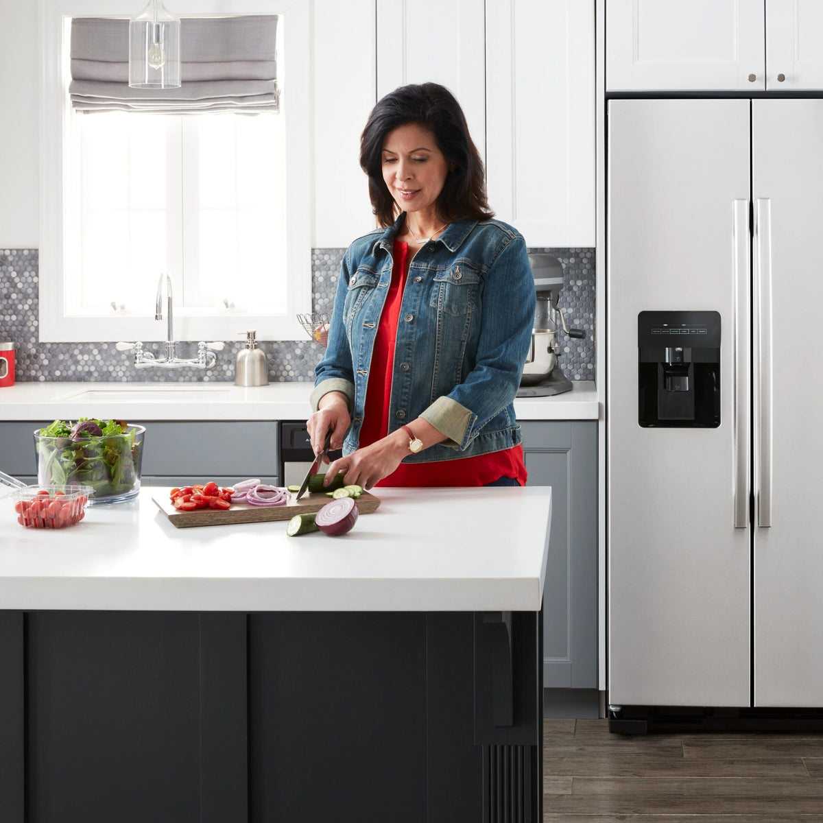 AMANA  36-inch Wide Side-by-Side Refrigerator with Dual Pad External Ice and Water Dispenser - 25 Cu. Ft. - Fingerprint-Resistant Stainless Finish (ASI2575GRS)