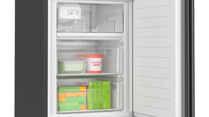 BOSCH 800 Series Free-standing fridge-freezer with freezer at bottom, glass door 24'' - Black (B24CB80ESB)