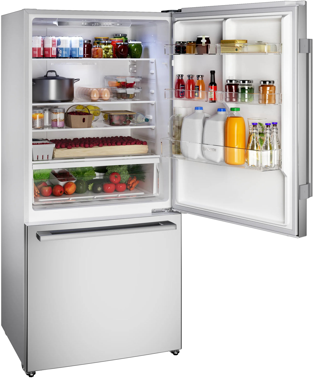 BOSCH 100 Series Freestanding Bottom Freezer Refrigerator Stainless steel (with anti-fingerprint), Total No Frost - Stainless steel (with anti-fingerprint) (B33CM10SNS)