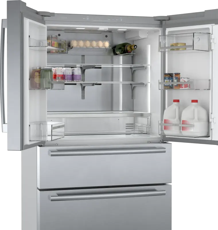 BOSCH 800 Series French Door Bottom Mount Refrigerator 36'' Easy clean - Stainless steel (with anti-fingerprint) (B36CL80SNS)