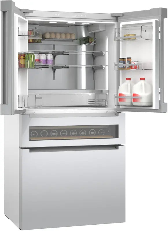 BOSCH  800 Series French Door Bottom Mount Refrigerator, Glass door 36'' Brushed steel - Stainless Steel (B36CL81ENG)