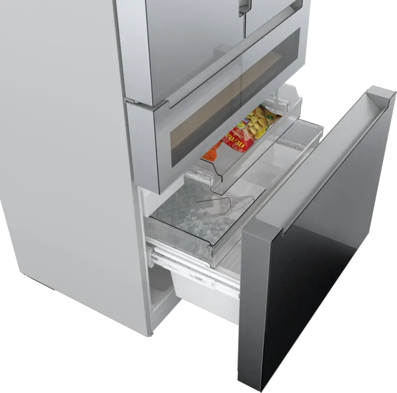 BOSCH  800 Series French Door Bottom Mount Refrigerator, Glass door 36'' Brushed steel - Stainless Steel (B36CL81ENG)