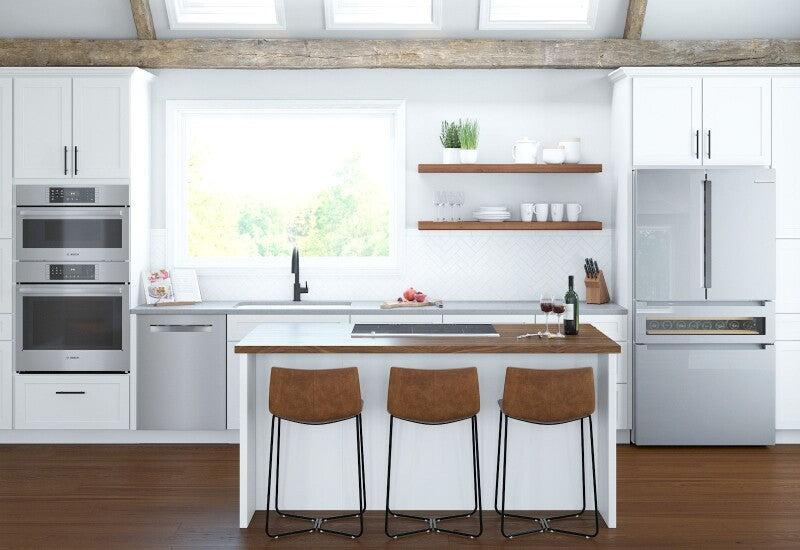 BOSCH 800 Series French Door Bottom Mount Refrigerator, Glass door 36'' - Stainless Steel (B36CL81ENG)