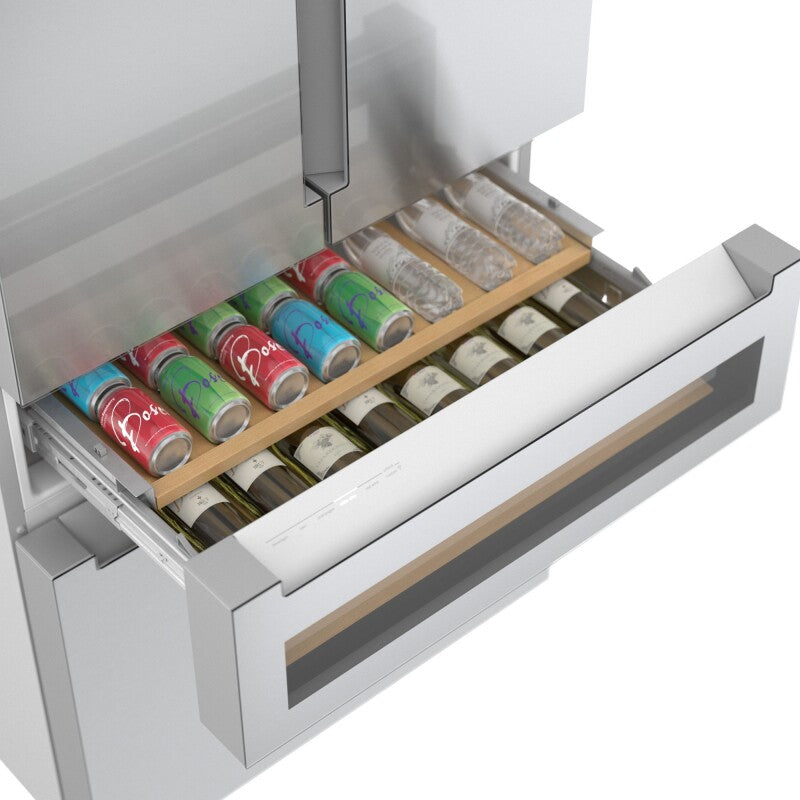 BOSCH 800 Series French Door Bottom Mount Refrigerator, Glass door 36'' - Stainless Steel (B36CL81ENG)