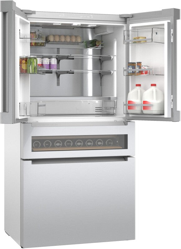 BOSCH 800 Series French Door Bottom Mount Refrigerator, Glass door 36'' - Stainless Steel (B36CL81ENG)
