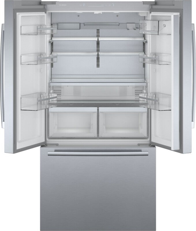 BOSCH 800 Series French Door Bottom Mount Refrigerator 36'' Easy clean - Stainless steel (with anti-fingerprint) (B36CT80SNS)
