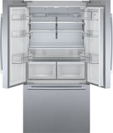 BOSCH 800 Series French Door Bottom Mount Refrigerator 36'' Easy clean - Stainless steel (with anti-fingerprint) (B36CT80SNS)