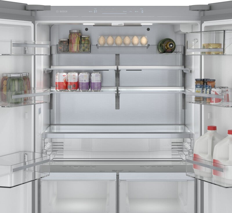 BOSCH 800 Series French Door Bottom Mount Refrigerator 36'' Easy clean - Stainless steel (with anti-fingerprint) (B36CT80SNS)