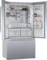 BOSCH 800 Series French Door Bottom Mount Refrigerator 36'' Easy clean - Stainless steel (with anti-fingerprint) (B36CT80SNS)