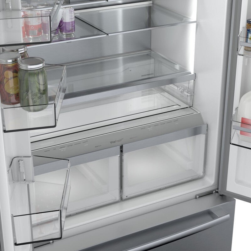 BOSCH 800 Series French Door Bottom Mount Refrigerator 36'' Easy clean - Stainless steel (with anti-fingerprint) (B36CT80SNS)