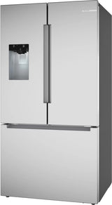BOSCH 36" 100 Series, 3-Door, Standard Depth, External ice/water, Recessed handle, Stainless Steel - Stainless steel (with anti-fingerprint) (B36FD10ENS)