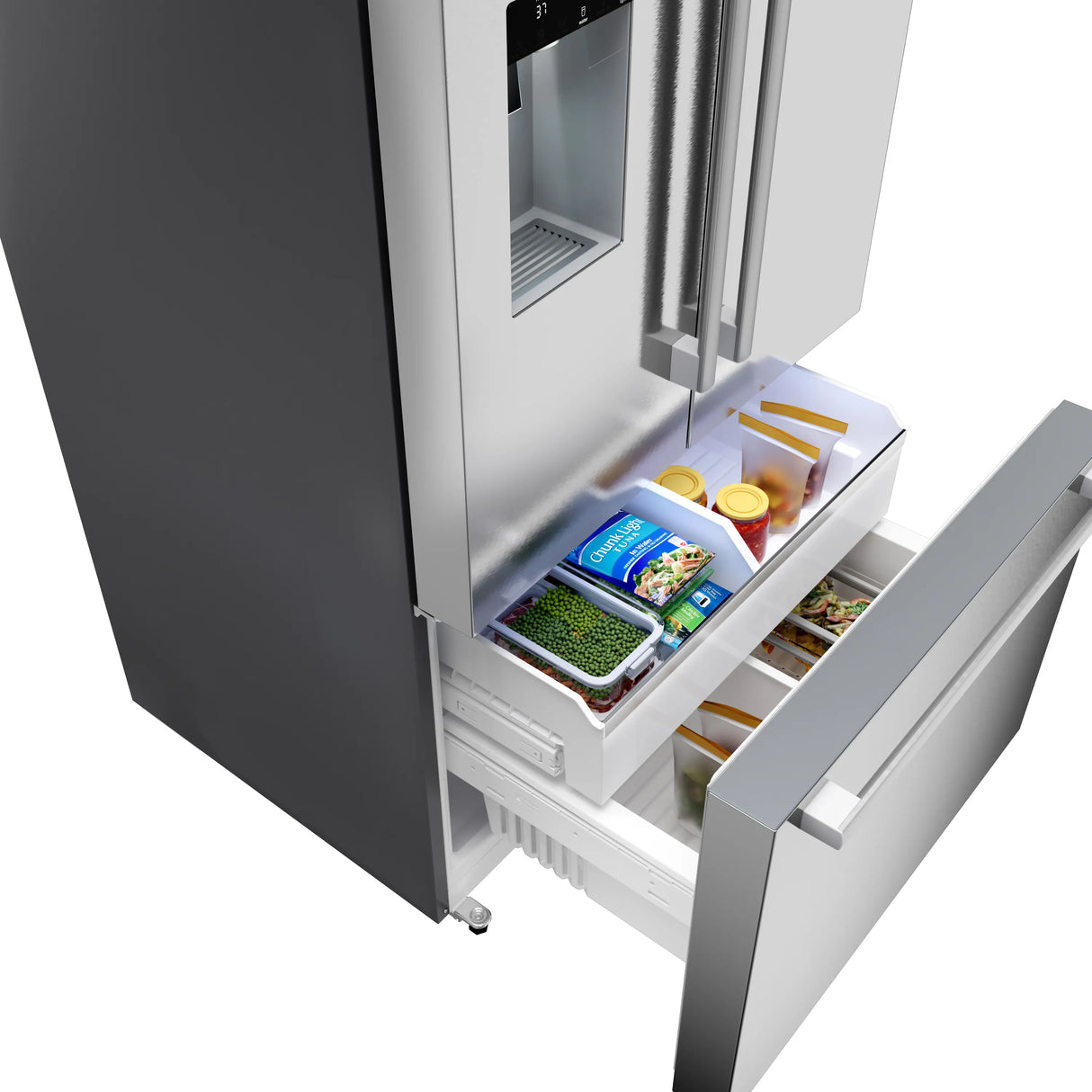 BOSCH 36" 500 Series, 3-Door, Standard Depth, External ice/water, Stainless Steel, 70" - Stainless steel (with anti-fingerprint) (B36FD52SNS)