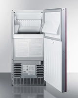 Summit 62 lb. Clear Outdoor/Indoor Icemaker (Panel Not Included) - Stainless Steel (BIM68OSPUMPIF)