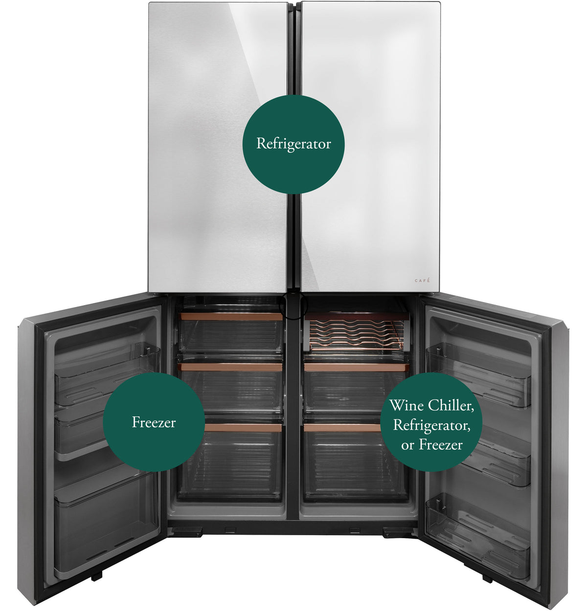 CAFE  Caf? 28.3 Cu. Ft. Smart Quad-door Refrigerator In Platinum Glass With Dual-dispense Autofill Pitcher - Platinum Glass (CAE28DM5TS5)