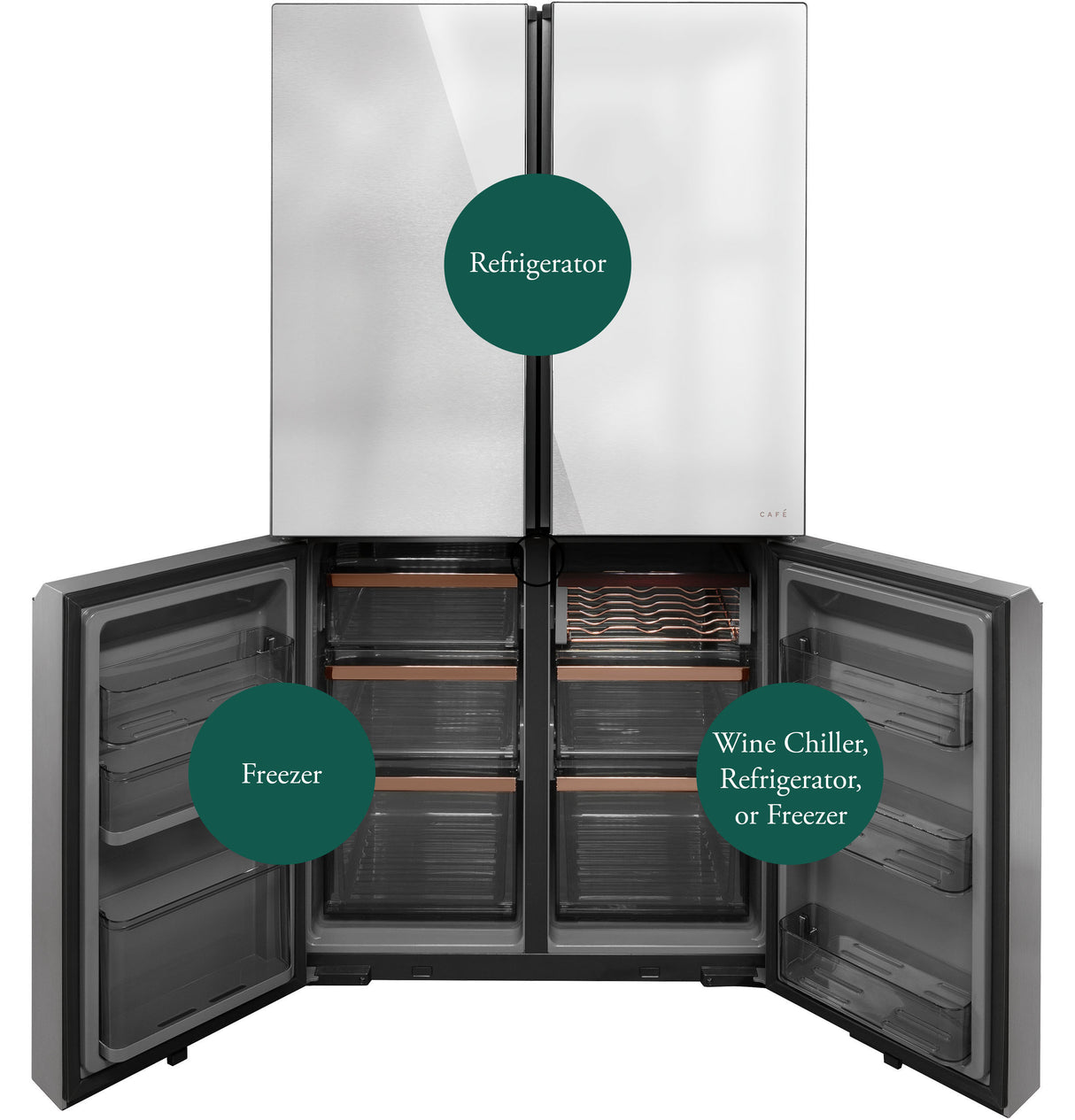 CAFE  Caf? 28.3 Cu. Ft. Smart Quad-door Refrigerator In Platinum Glass With Dual-dispense Autofill Pitcher - Platinum Glass (CAE28DM5TS5)