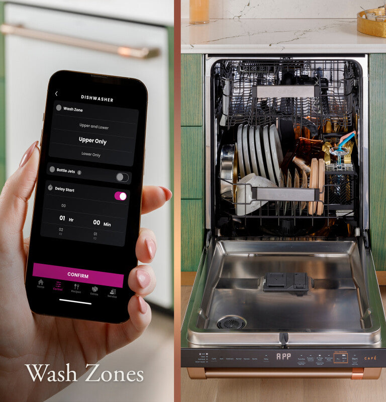 CAFE  Caf? Customfit Stainless Interior Smart Dishwasher With Ultra Wash Top Rack And Dual Convection Ultra Dry, Led Lights, 39 Dba - Matte White (CDT888P4VW2)