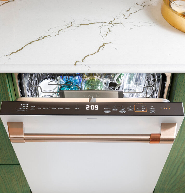 CAFE  Caf? Customfit Stainless Interior Smart Dishwasher With Ultra Wash Top Rack And Dual Convection Ultra Dry, Led Lights, 39 Dba - Matte White (CDT888P4VW2)