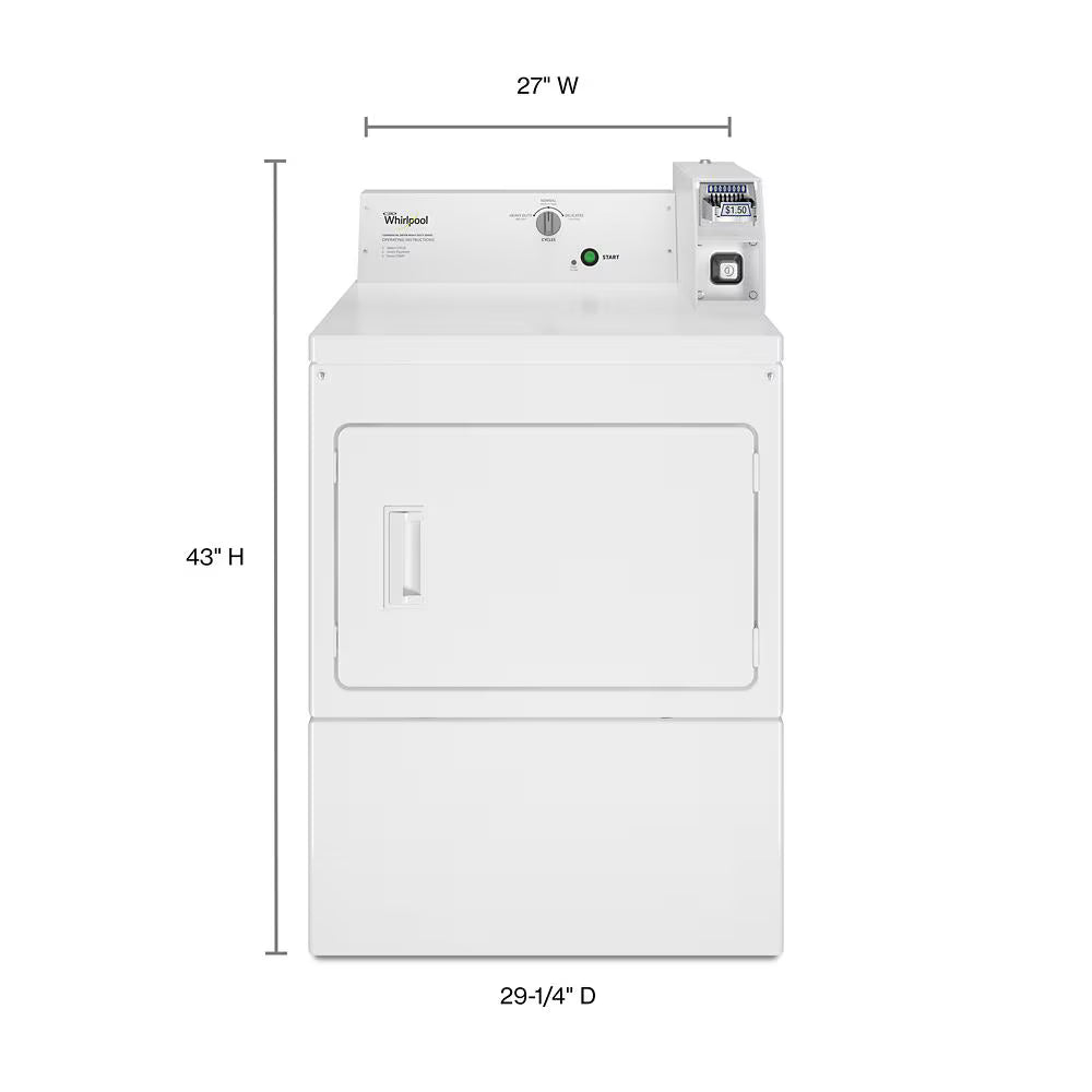 Whirlpool  Commercial Electric Super-Capacity Dryer, Coin Slide - White (CEM2745FQ)