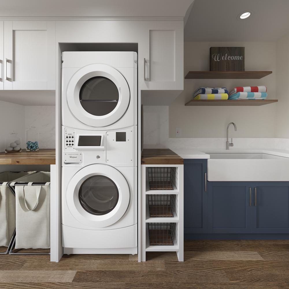 Whirlpool Commercial Electric Stack Washer/Dryer, Non-Vend - White (CET9100GQ)
