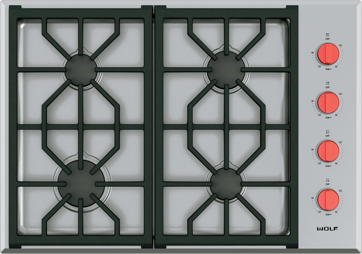 Wolf 30" Professional Gas Cooktop - 4 Burners - Stainless Steel (CG304PSLP)