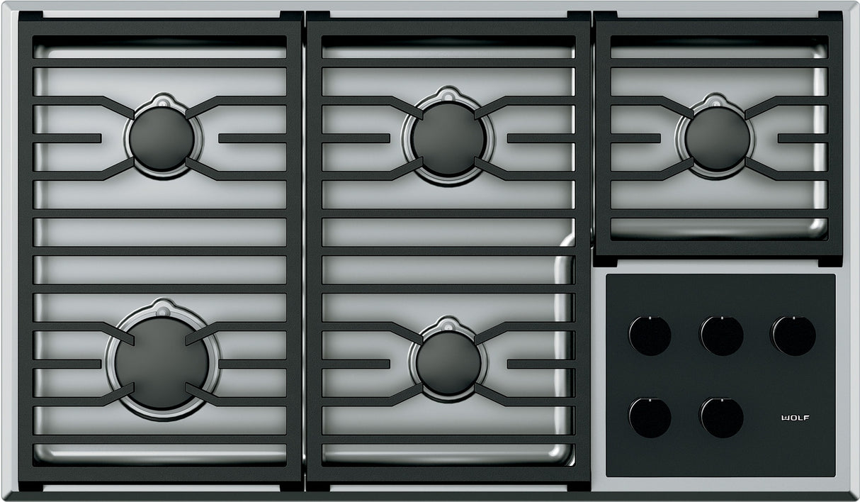 Wolf 36" Transitional Gas Cooktop - 5 Burners - Stainless Steel (CG365TS)