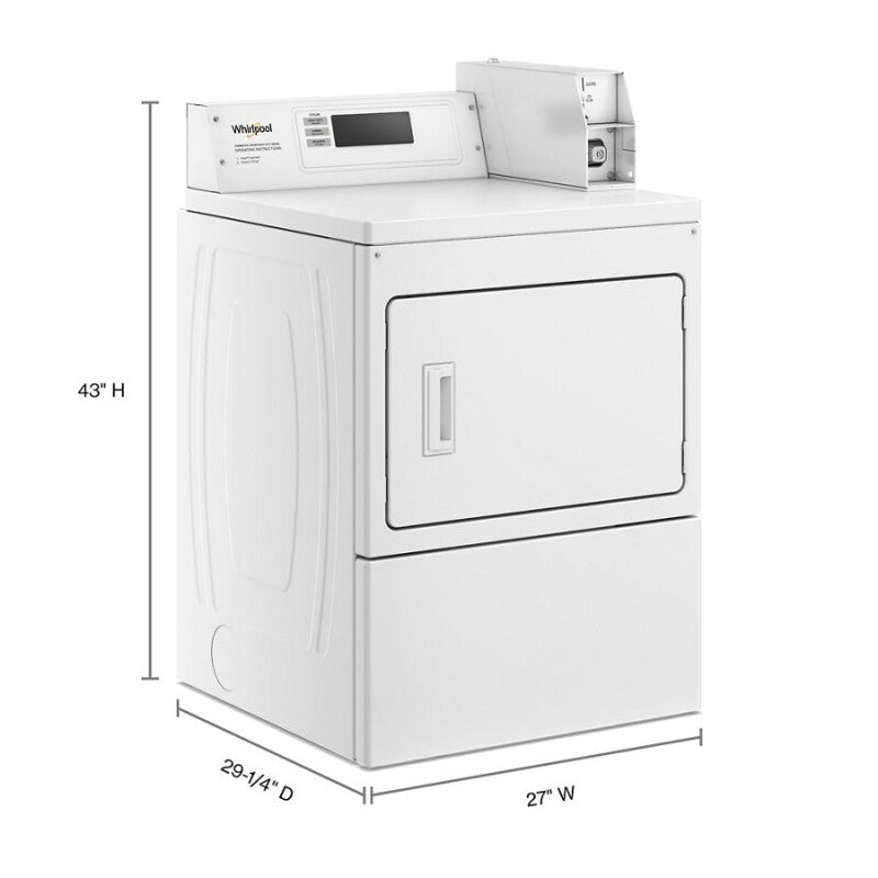 Whirlpool 27 Inch Commercial Single-Load Gas Dryer - White (CGM2779JQ)