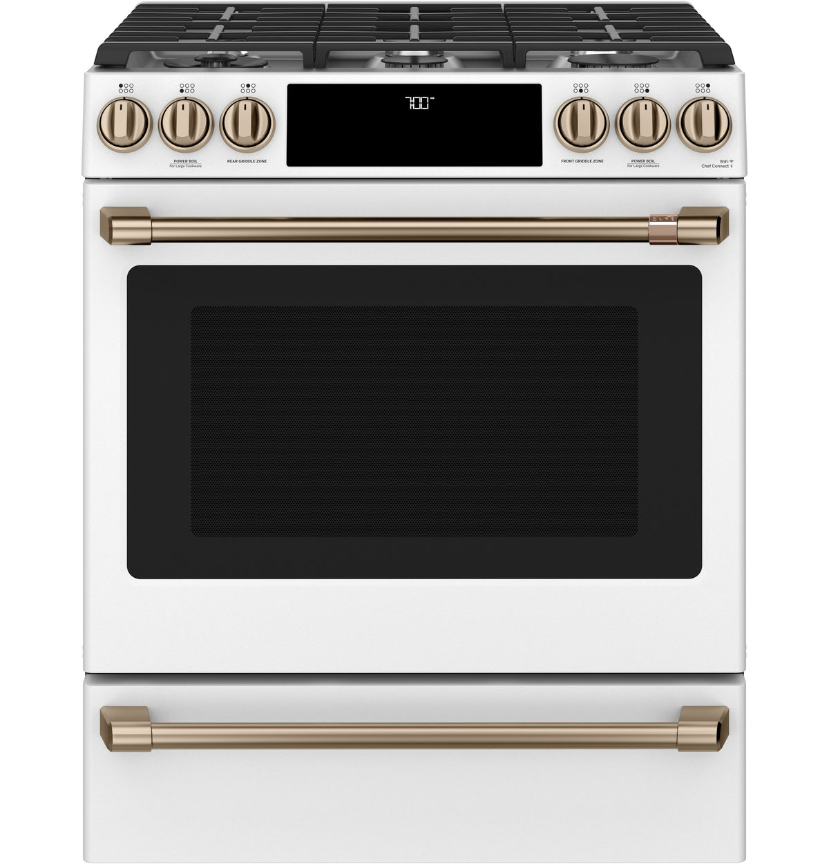 CAFE  Caf? 30" Smart Slide-in, Front-control, Gas Range With Convection Oven - Matte White (CGS700P4MW2)