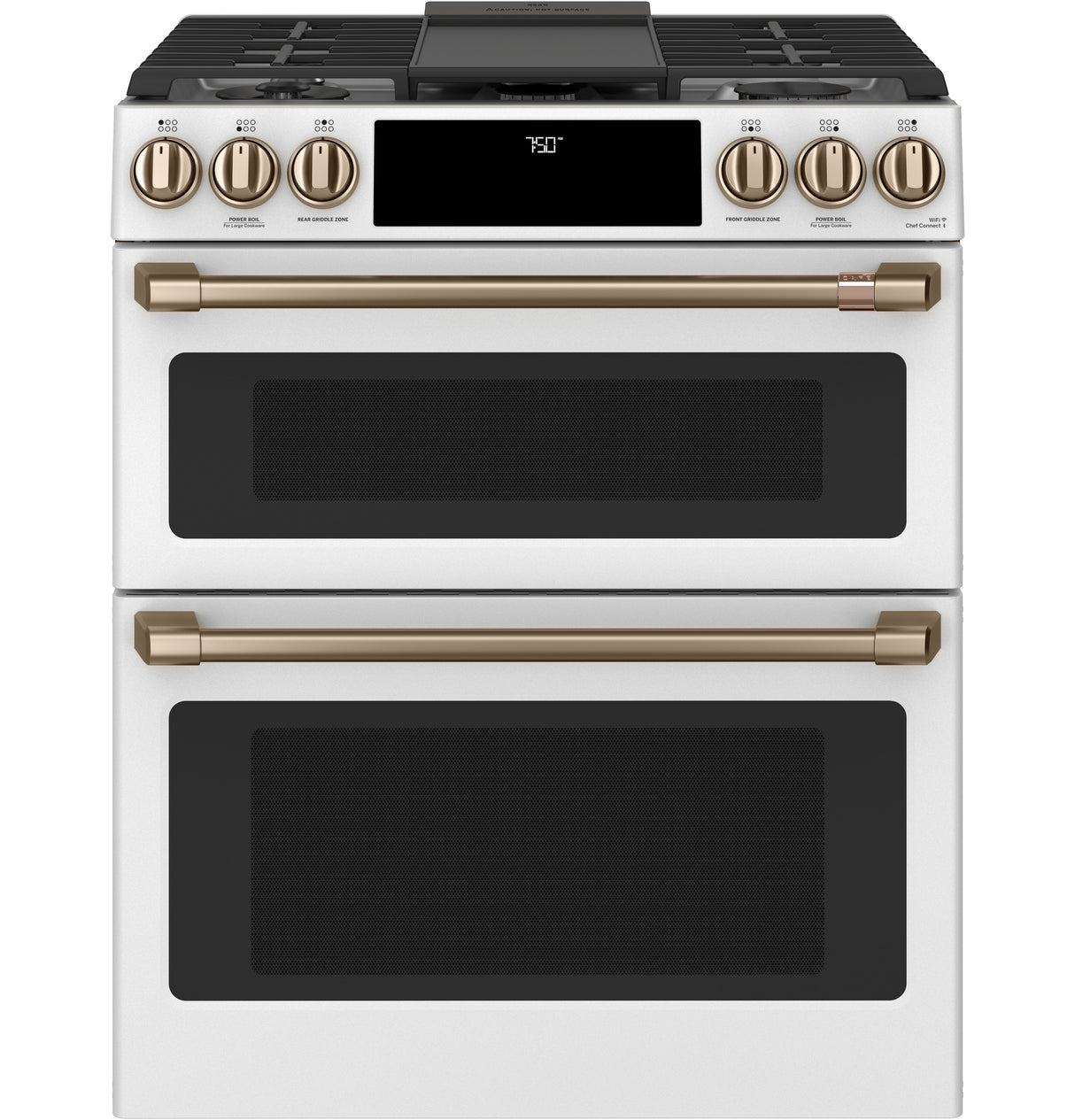 CAFE  Caf? 30" Smart Slide-in, Front-control, Gas Double-oven Range With Convection - Matte White (CGS750P4MW2)