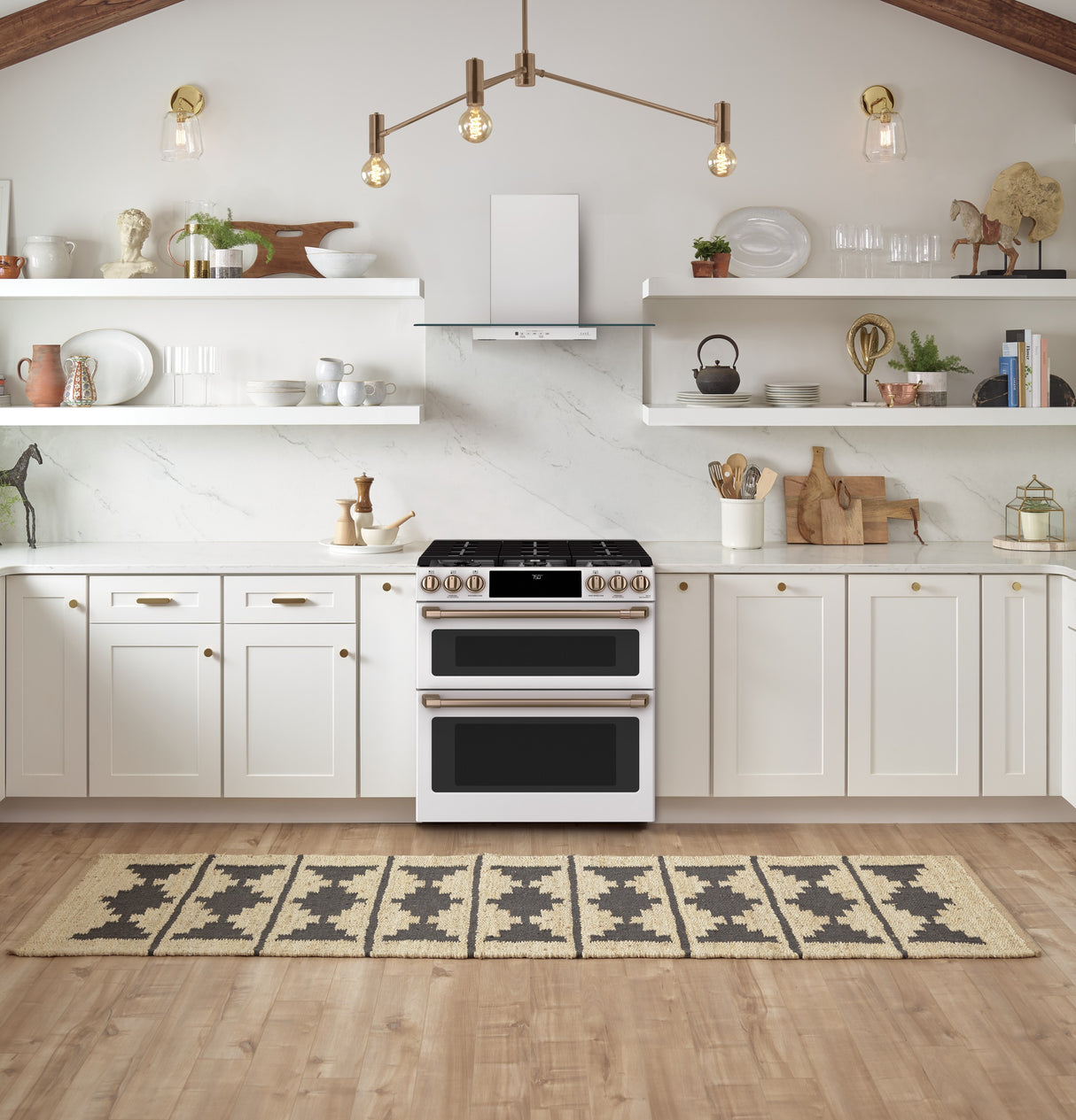 CAFE  Caf? 30" Smart Slide-in, Front-control, Gas Double-oven Range With Convection - Matte White (CGS750P4MW2)