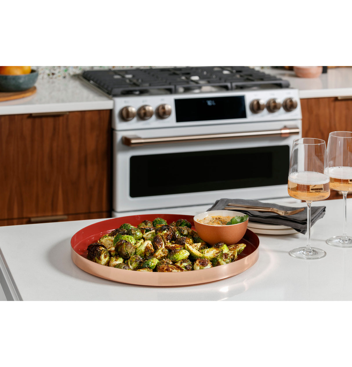 CAFE  Caf? 30" Smart Slide-in, Front-control, Gas Double-oven Range With Convection - Matte White (CGS750P4MW2)