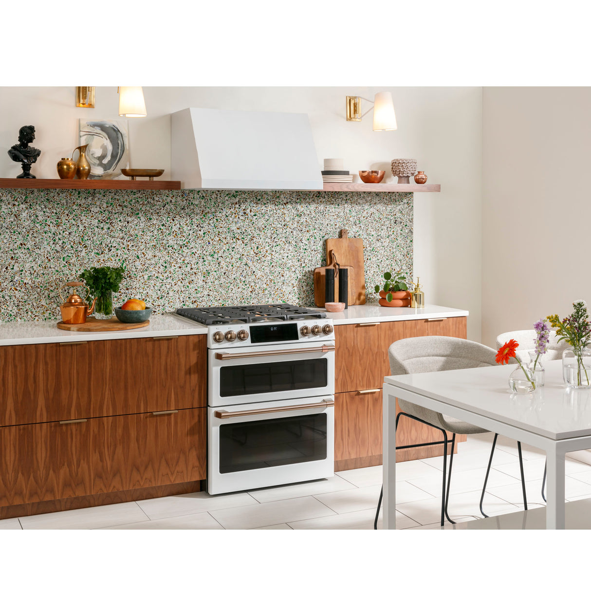 CAFE  Caf? 30" Smart Slide-in, Front-control, Gas Double-oven Range With Convection - Matte White (CGS750P4MW2)