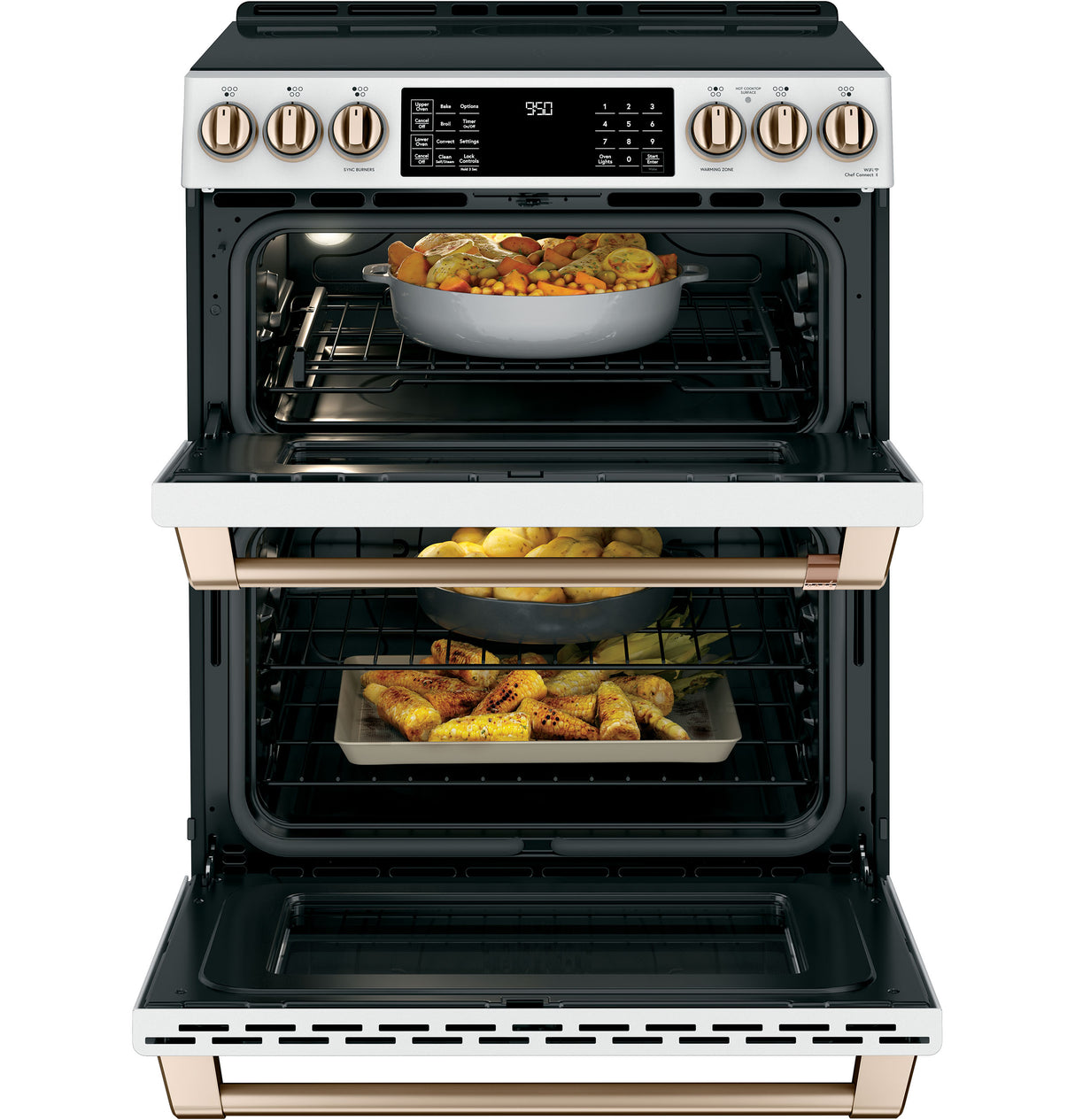 CAFE  Caf? 30" Smart Slide-in, Front-control, Induction And Convection Double-oven Range - Matte White (CHS950P4MW2)