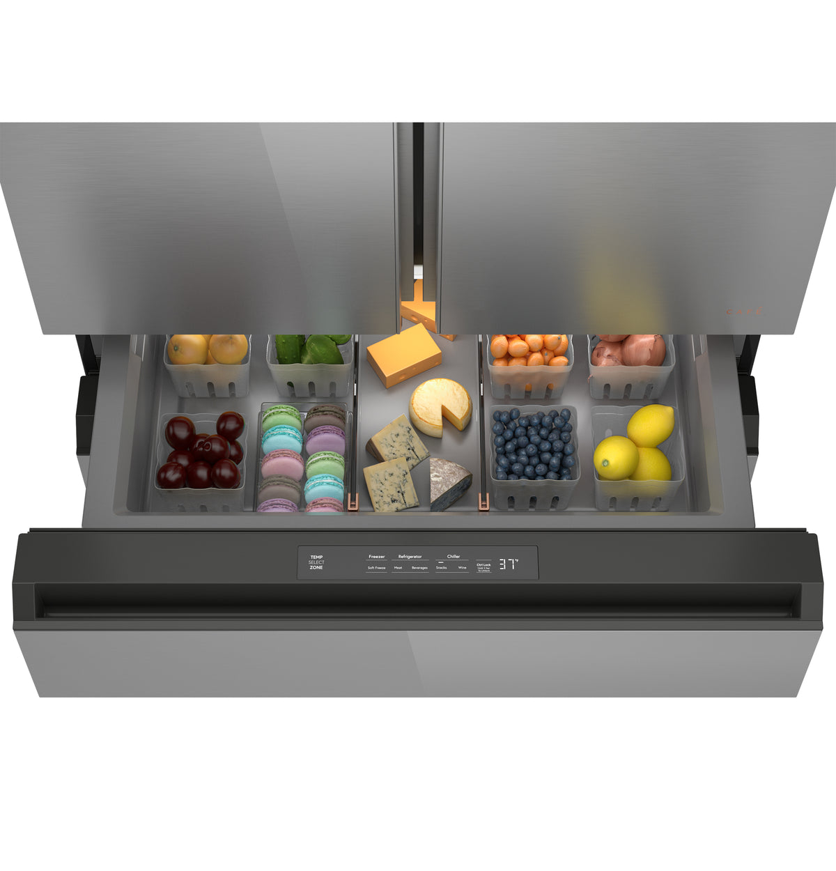 CAFE  Caf? 23.2 Cu. Ft. Smart Counter-depth 4-door French-door Refrigerator In Platinum Glass With Dual-dispense Autofill Pitcher - Platinum Glass (CJE23DM5WS5)