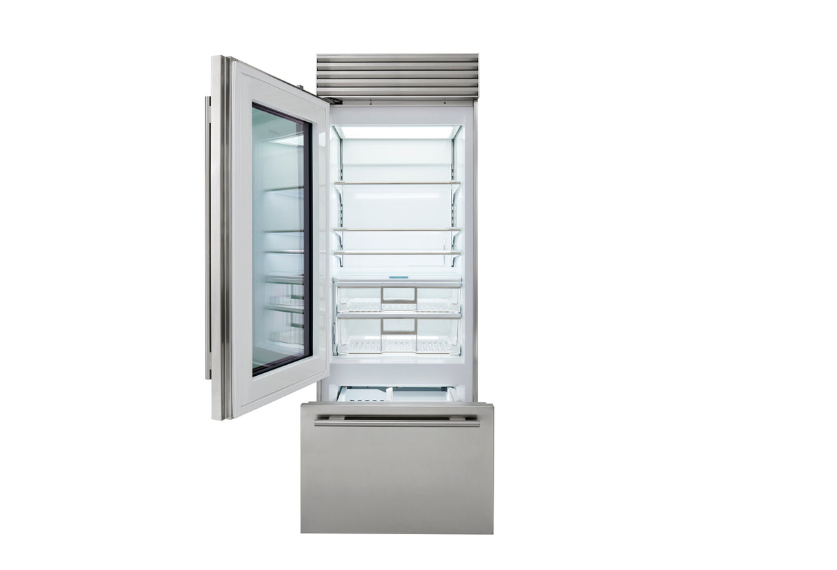 Sub-Zero 30" Classic Over-and-Under Refrigerator/Freezer with Glass Door - Panel Ready (CL3050UGOL)