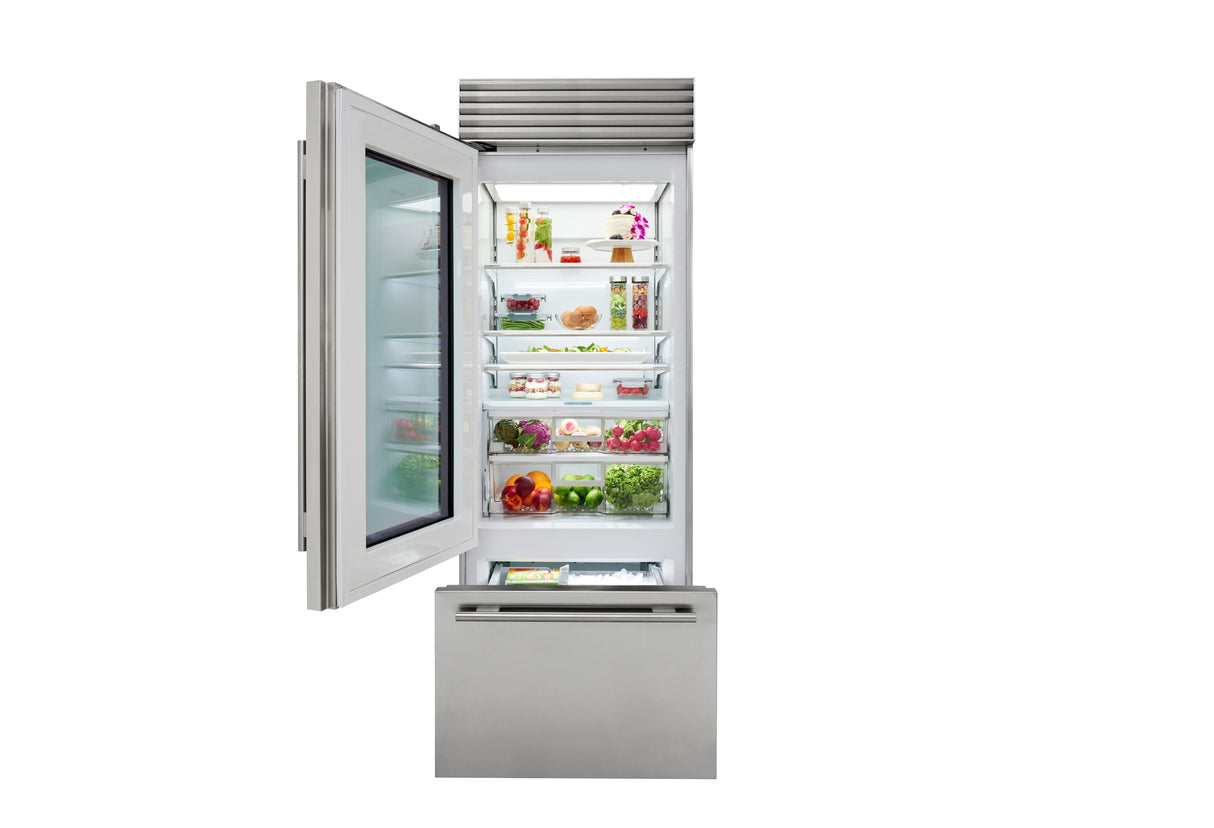Sub-Zero 30" Classic Over-and-Under Refrigerator/Freezer with Glass Door - Panel Ready (CL3050UGOL)