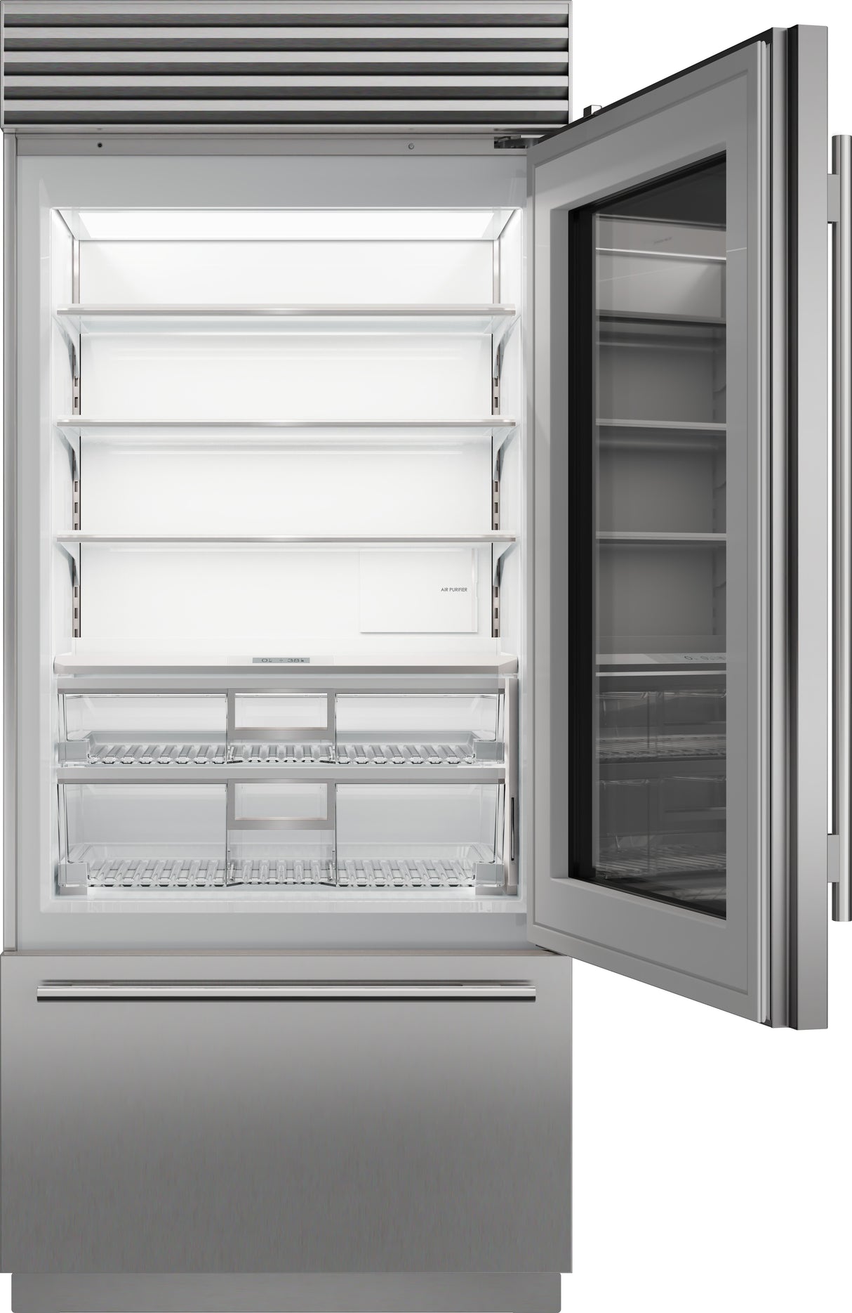 Sub-Zero 36" Classic Over-and-Under Refrigerator/Freezer with Glass Door - Stainless (CL3650UGSTL)