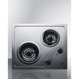 Accucold 21" Wide 230V 2-Burner Coil Cooktop - Stainless Steel (CR2B224S)