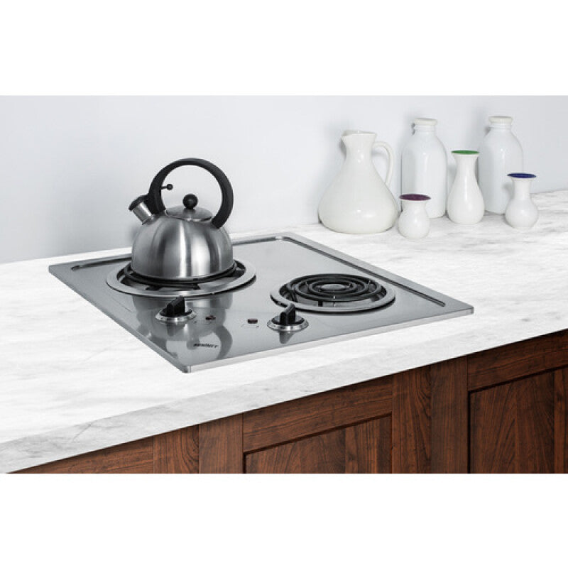 Accucold 21" Wide 230V 2-Burner Coil Cooktop - Stainless Steel (CR2B224S)