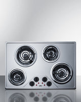SUMMIT  29" Wide 230V 4-Burner Coil Cooktop - Stainless Steel (CR430SS)
