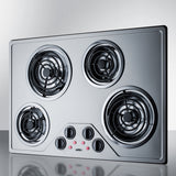 SUMMIT  29" Wide 230V 4-Burner Coil Cooktop - Stainless Steel (CR430SS)